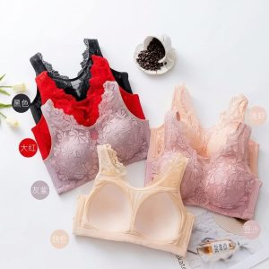 Elegant Plus Size Floral Lace Bra – Ultimate Wireless Comfort