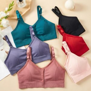 Women's Front Button Seamless Bra – Ultra-Soft Wireless Daily Comfort