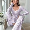 Women’s Floral Print Pajama Set – Long Sleeve Soft Sleepwear & Loungewear