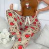 ☕ Women’s Coffee Print Pajama Set – Sleeveless Top & Long Pants Sleepwear