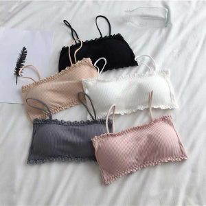 🌸 Premium Seamless Lace Trim Strappy Bralette / Tube Bra
