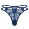 Stylish Floral Embroidery Mesh Thong – Sheer Lightweight Fit - Blue