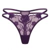 Stylish Floral Embroidery Mesh Thong – Sheer Lightweight Fit - Purple