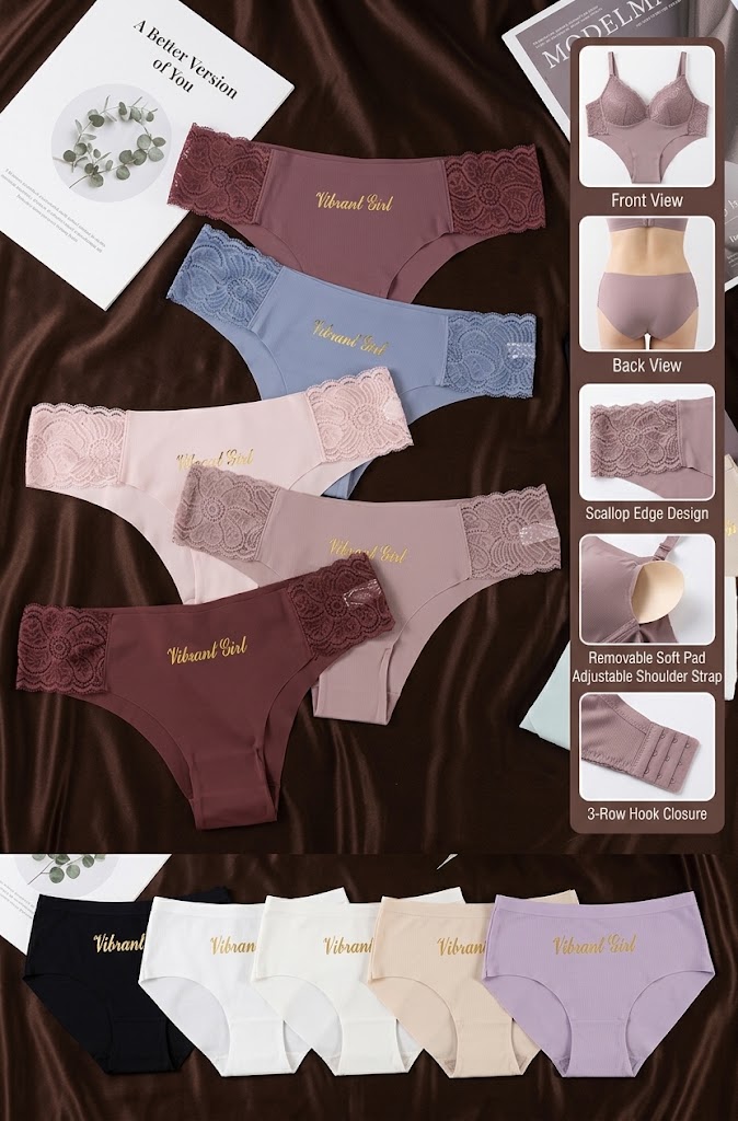 Women's Soft Stretch Seamless Mid-Rise Lace Panties