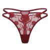 Stylish Floral Embroidery Mesh Thong – Sheer Lightweight Fit - Red