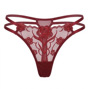 Stylish Floral Embroidery Mesh Thong – Sheer Lightweight Fit