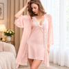 🌸 Women’s Sheer Lace Nightdress with Robe – 2 Piece Elegant Nightwear Set