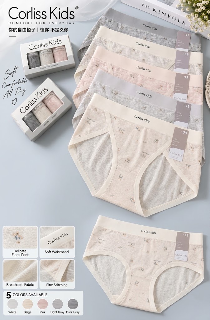 Corliss Premium Women's Soft Floral Cotton Panties – Breathable Fit