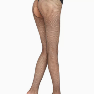 🖤 Women’s Black Micro Fishnet Open Back Stockings – Stretchable Mesh Fashion Tights