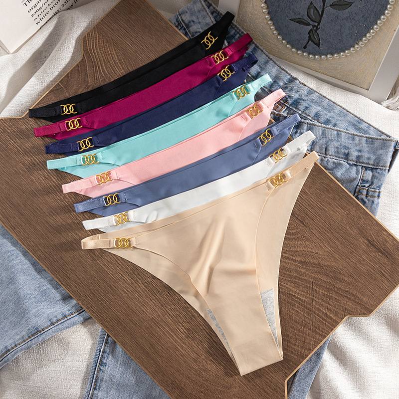 Premium Women's Seamless Low-Waist Gold Ring Strap Panties