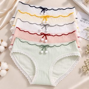 Comfortable Mid-Waist Cotton Briefs in Printed & Solid Colors