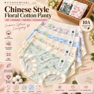 High-Waist Stretch Floral Cotton Briefs for Everyday Comfort